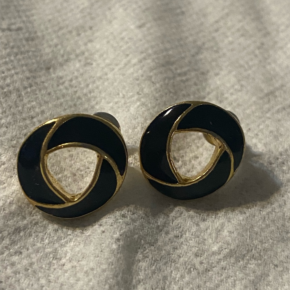 TRIFARI Vintage Black Gold Knot Earrings